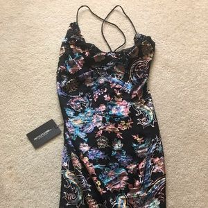 Black velvet floral Pretty Little Thing dress